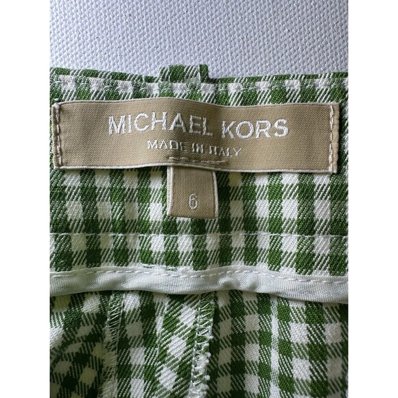 Michael Kors Green White Gingham Check Straight Leg Ankle Pants ITALY Women's 6 - Picture 4 of 8
